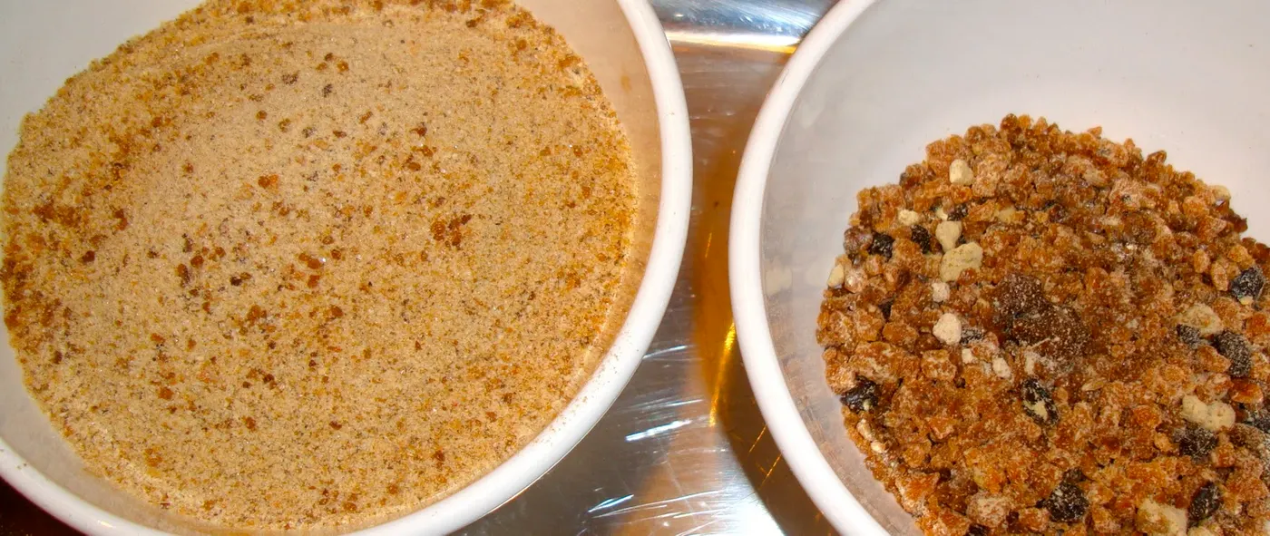 (L) powdered form and (R) roughly ground asafetida