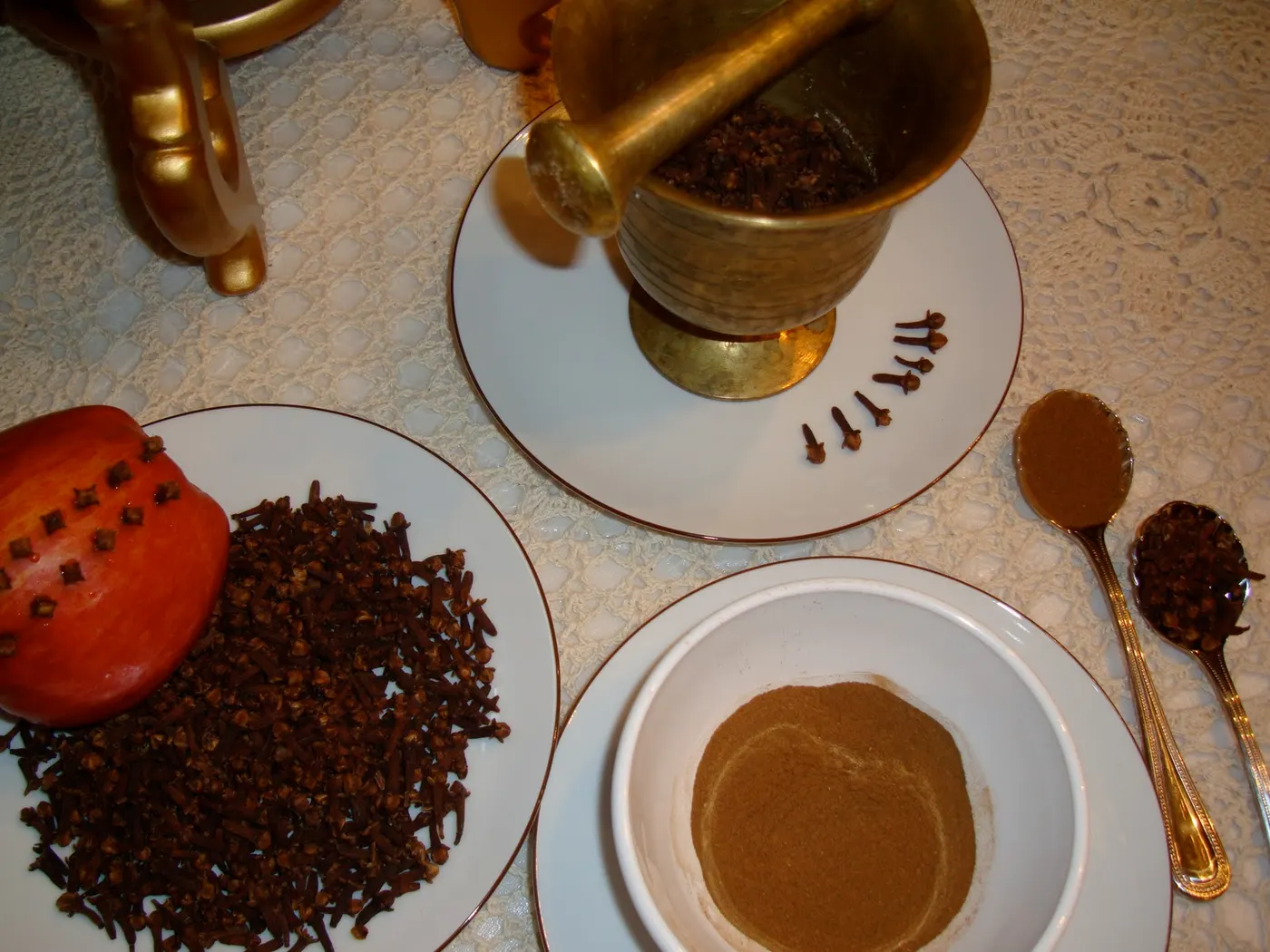 Cloves are either used whole or ground to flavor many Nepali dishes such as meat, poultry, vegetable stews, and rice, but rarely in sweet dishes. When gently sauteed, the spice swells and releases a pleasant aroma.