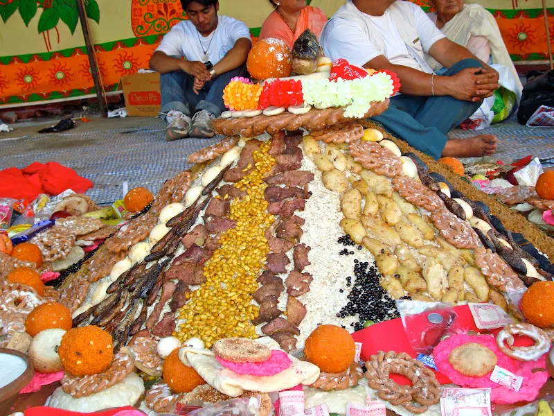 Here this display of Samay Baji naturally gets everyone's attention! Food plays a big part in the celebration.