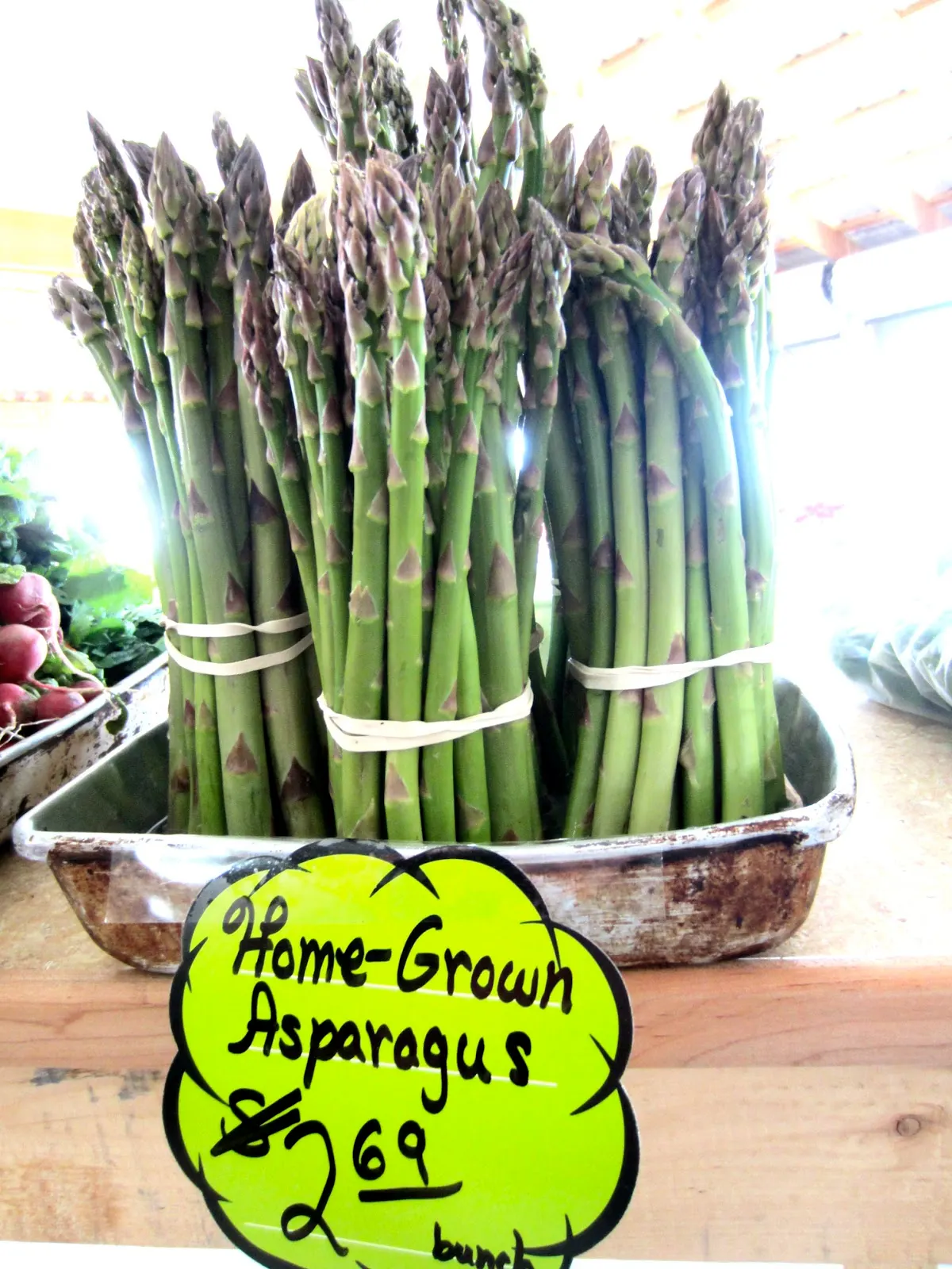 Homegrown Asparagus for sale at a Farmer's Market