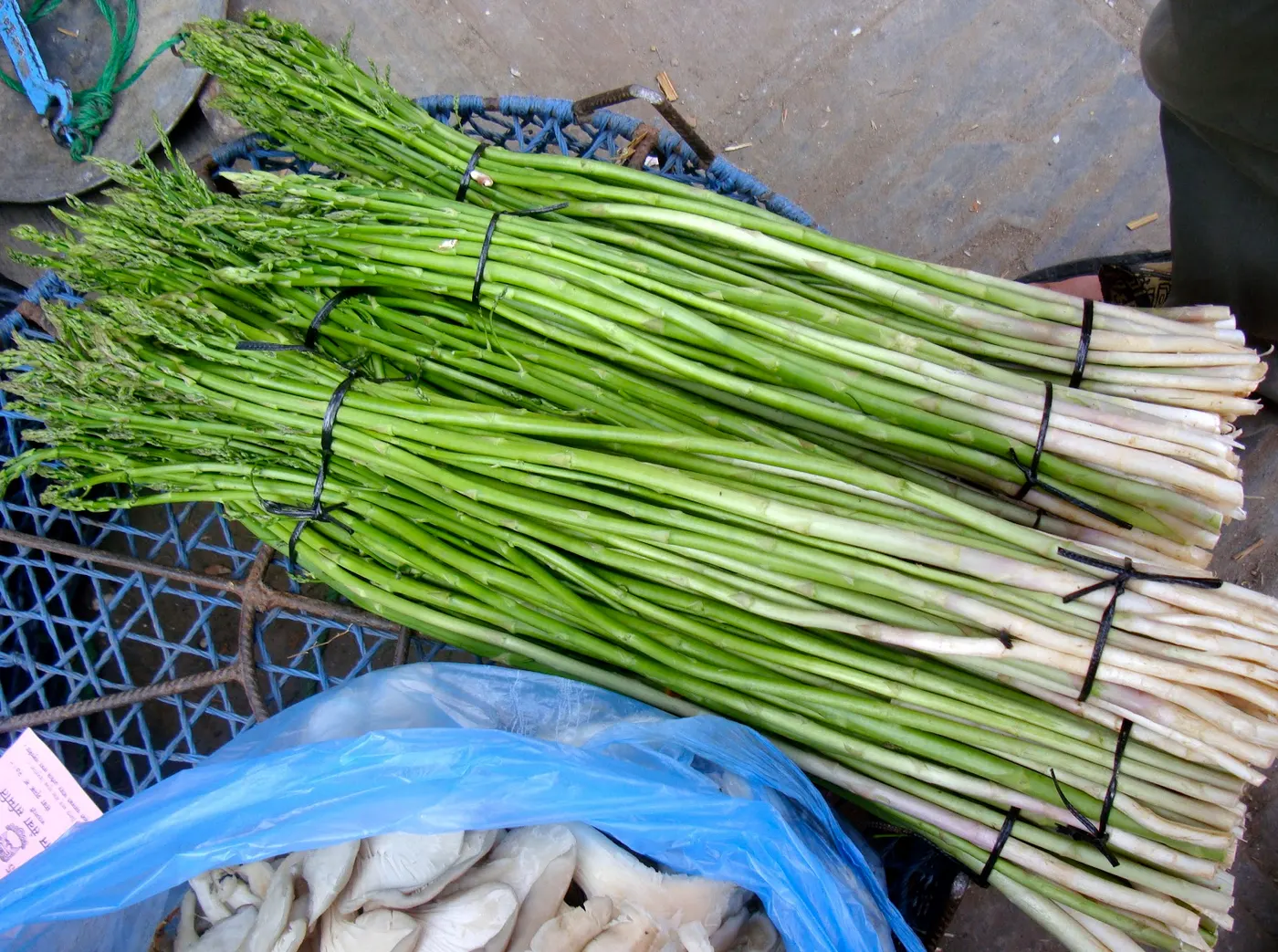 Nepalese variety of Asparagus for sale at Kathmandu markets - Nepalese believe Asparagus has healing and medicinal qualities. A light soup made of asparagus and potato is served for the treatment of upset stomachs.