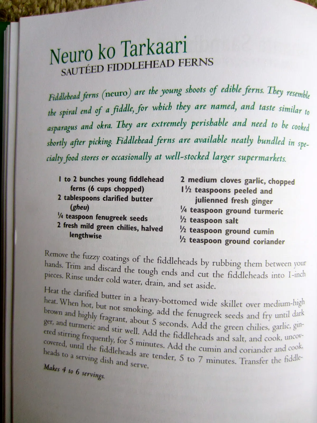 Neuro ko Tarkaari - Sauteed Fiddlehead Ferns - page 150