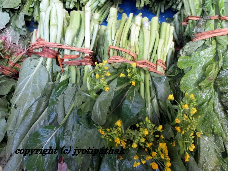 Moolaa ko Duku - मूला को दुकु - (Radish shoots) Raphnus sativus L. - The flowering shoots above were sold in the vegetable market in Kathmandu as moola ko duku. The tender shoots are cooked to make flavorful vegetable.