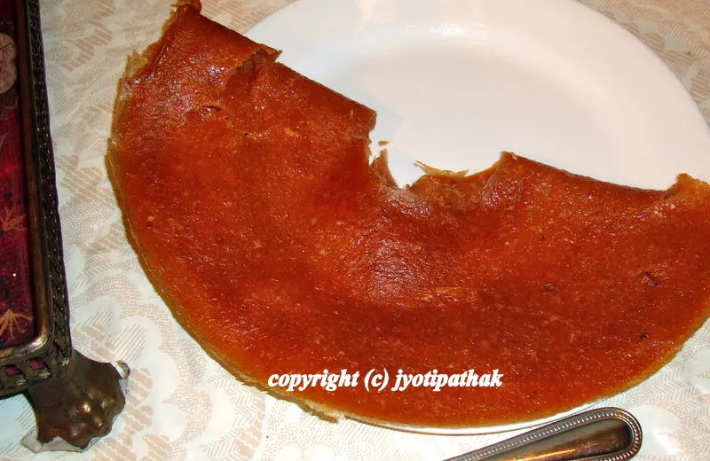 ... peeling easily from the dehydrator tray....finished consistency should be pliable and easy to roll