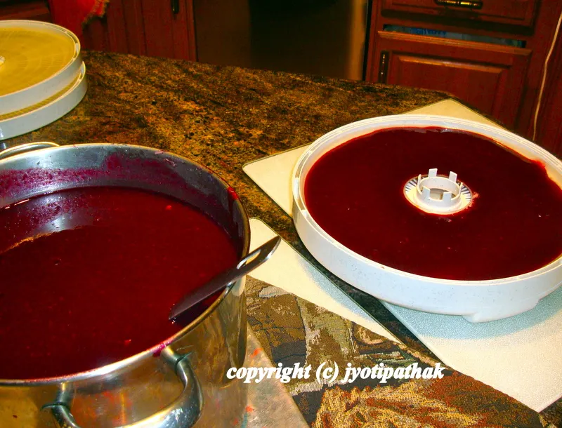... getting ready to make strawberry-apple roll-ups (mixed fruit leather) ...