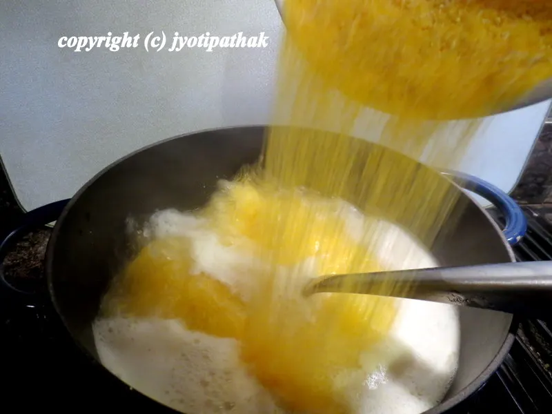 ... Once the water comes to a full boil, stir in the cornflower in a slow, steady stream with the left hand, while mixing vigorously and constantly with the right hand.