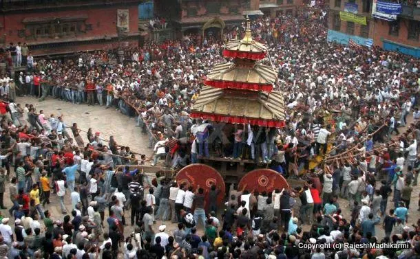 ......thousands of people come to Bhaktapur from every corner of Nepal to watch the festival ...