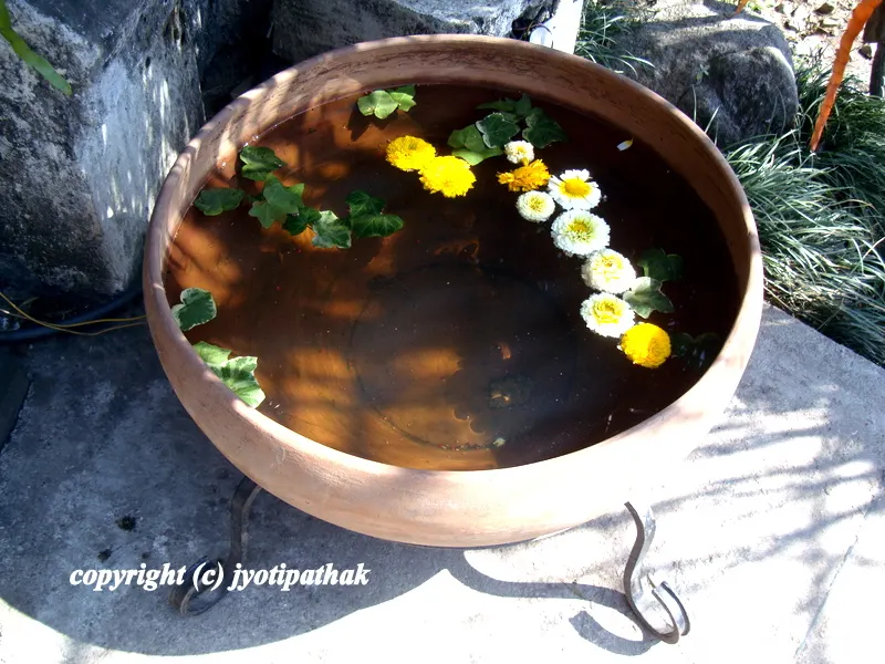 ... simple floating flower container and tranquil atmosphere ...