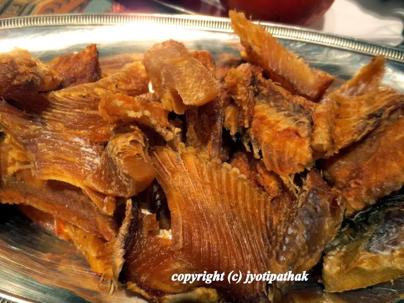 ... here is a close up image of home-made fish jerky from Jyoti's kitchen