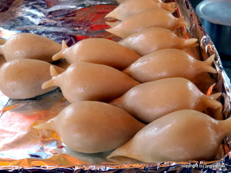 Freshly steamed Yomari bread